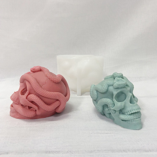 New Arrival: Terrifying Snake Head Skull Silicone Mold for Halloween Candles & DIY Resin/Gypsum Decorative Ornaments