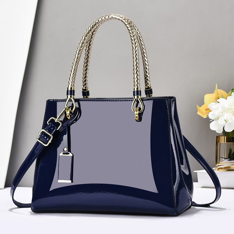 Cross-Border Hot-Selling 2026 Trendy Fashion Patent Leather Large-Capacity Simple Commuter Tote Shoulder Crossbody Casual Handbag Cross-Border Hot-Selling 2026 Trendy Fashion Patent Leather Large-Capacity Simple Commuter Tote Shoulder Crossbody Casual Handbag