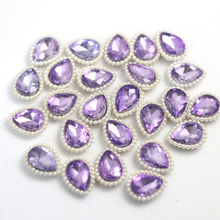 14x 16mm light purple water drop sunflower with pearl lace DIY accessories clothes shoes decoration rhinestones