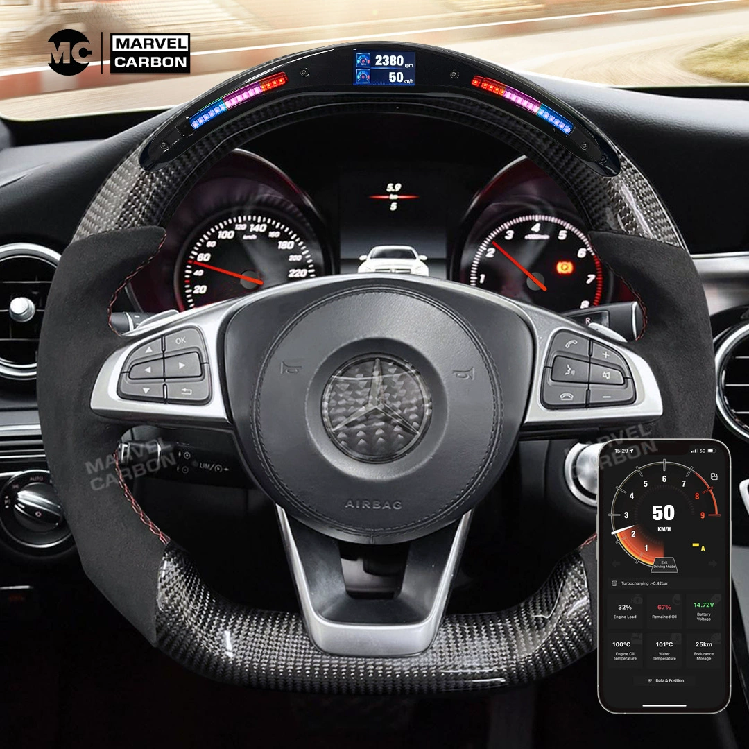Специально используется для Mercedes-Benz W205, S205 S213, W213 X156 LED карбонового волокна рулевого колеса контролируемый через мобильный телефон
