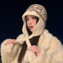 2025秋冬季新款民族风百搭针织帽子女防寒保暖护耳包头帽雷锋帽潮