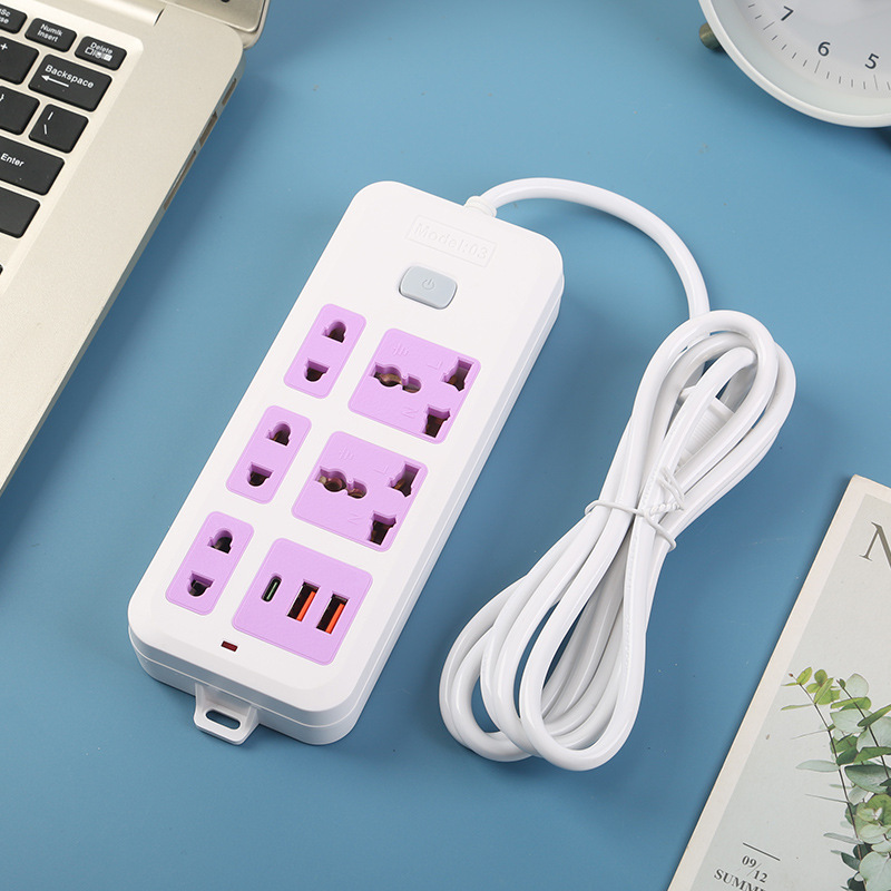 2USB + 1Type-C socket de escritorio estándar británico estándar europeo estándar americano color neutral bolsa de embalaje