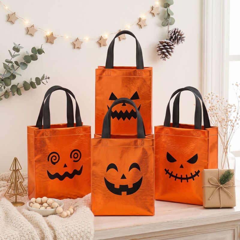 Children's Birthday Halloween Orange Pumpkin Bag In Stock Laminated Gift Bag Children's Birthday Gift Bag Snack HM