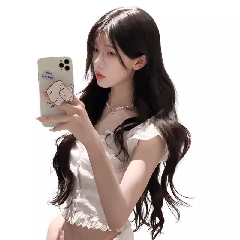 女性用ウィッグ ロングヘア シミュレーションヘア 本物そっくりの前髪付き ロングカールヘア センターパート 大きなウェーブ フルウィッグ 女性用ロングストレートヘア|undefined