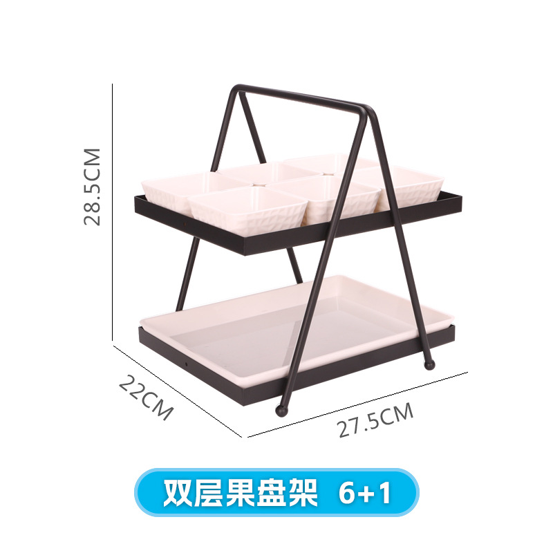 Plato de frutas de doble capa ktv Plato especial de cuatro cuadrados Plato de frutas secas Plato de barra Plato de bocadillos comerciales Plato de frutas