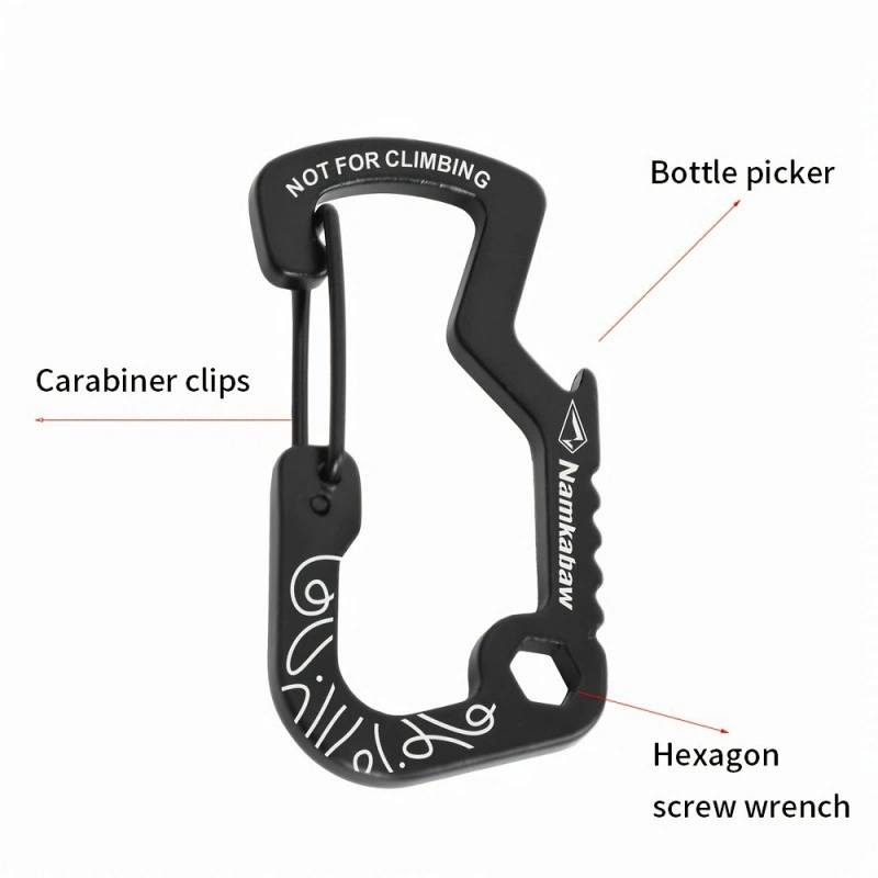 Ready-made aluminum quick-hook, multi-function printed D-shaped buckle, outdoor spring hook multi-purpose buckle, metal kettle buckle