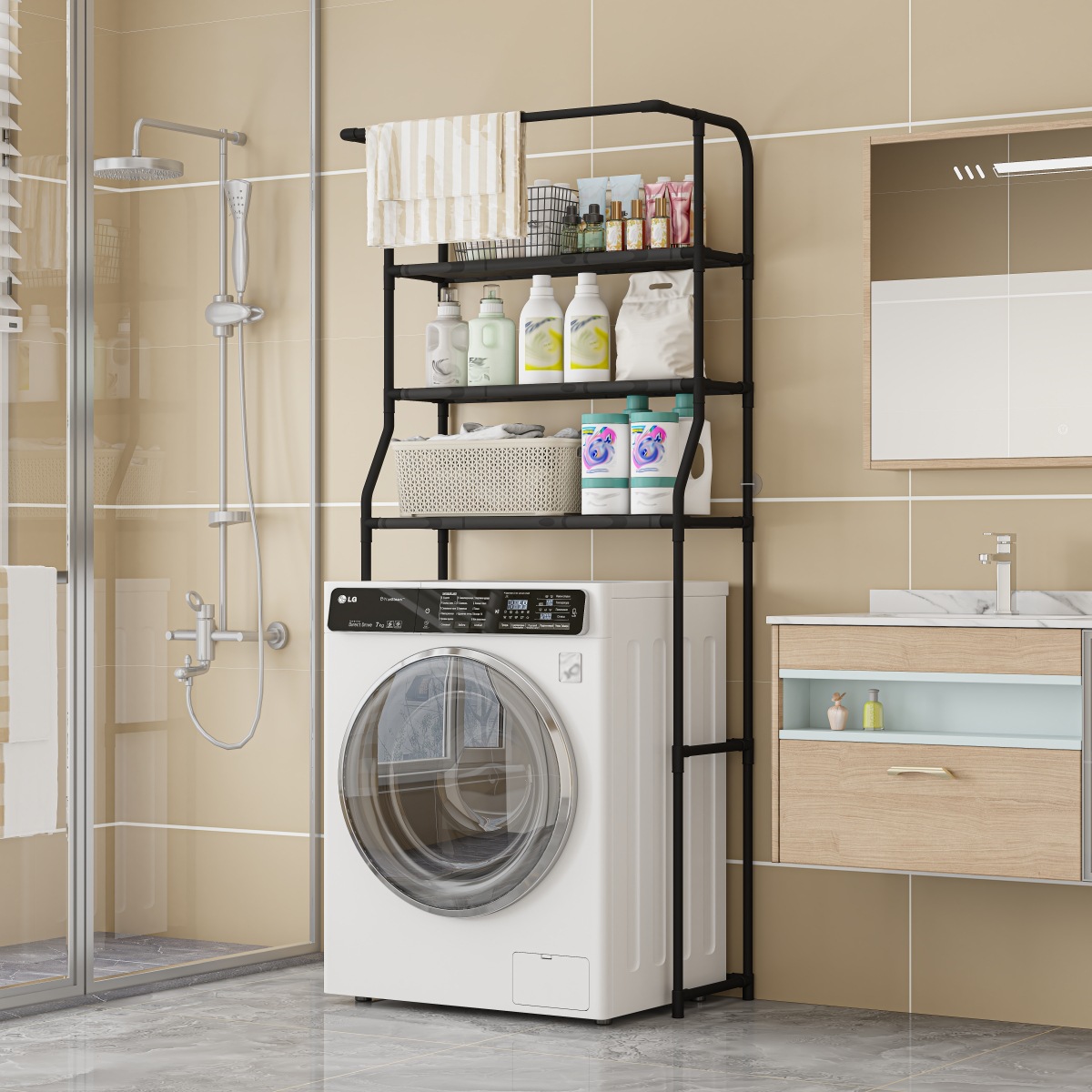 Washing Machine Rack Toilet Toilet Storage Rack Drum Pulsator Floor-Standing Balcony Storage Washing Machine Rack
