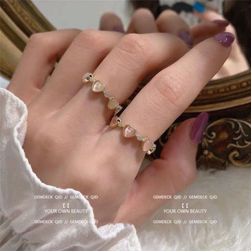 Japanese Cat's Eye Love Ring Open Ring Female Niche Light Luxury Internet Celebrity Fashion Heart Shape Ring Female Internet Celebrity Tail Ring
