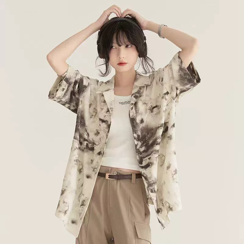 Ретро летняя рубашка с коротким рукавом, свободный крой, защита от солнца, S–2XL