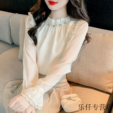 香云纱圆领女秋装2025新款设计感小众其他衬衣别致漂亮喇叭袖上衣