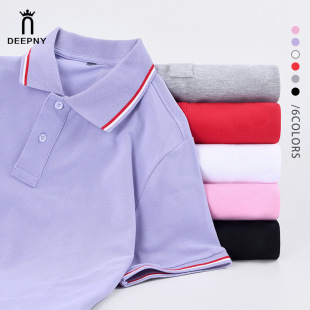 Cotton T-shirt Women's Summer Loose Large Size Lapel Short Sleeve Polo Shirt Custom Printed logo Work Clothes Sports Top