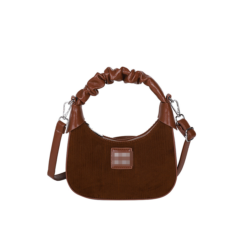 Bolsos de axila populares transfronterizos para mujer 2025 nuevo bolso de bola de masa de moda retro bolso de mensajero de un solo hombro plisado de terciopelo