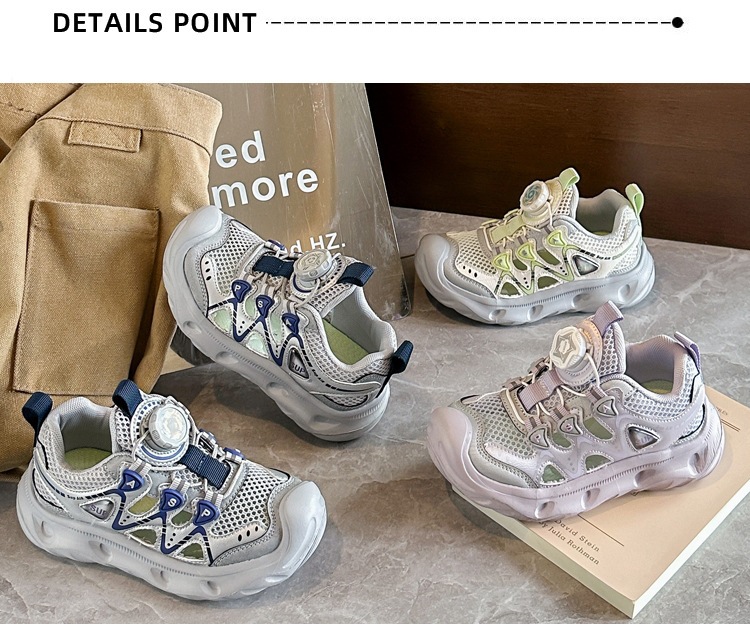 Breathable Kids Sneakers With Rotating Buckle For Boys And Girls_voghion.com