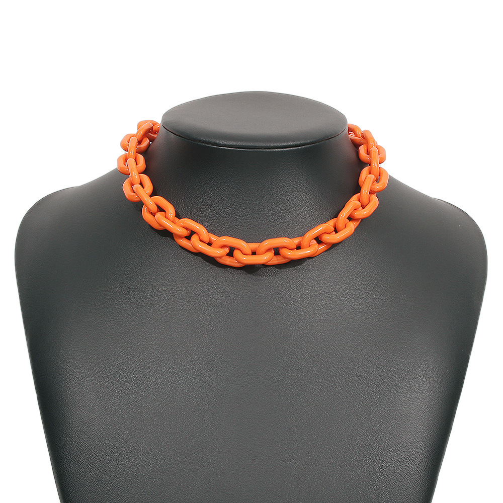 wholesale jewelry punk style color thick chain necklace nihaojewelry