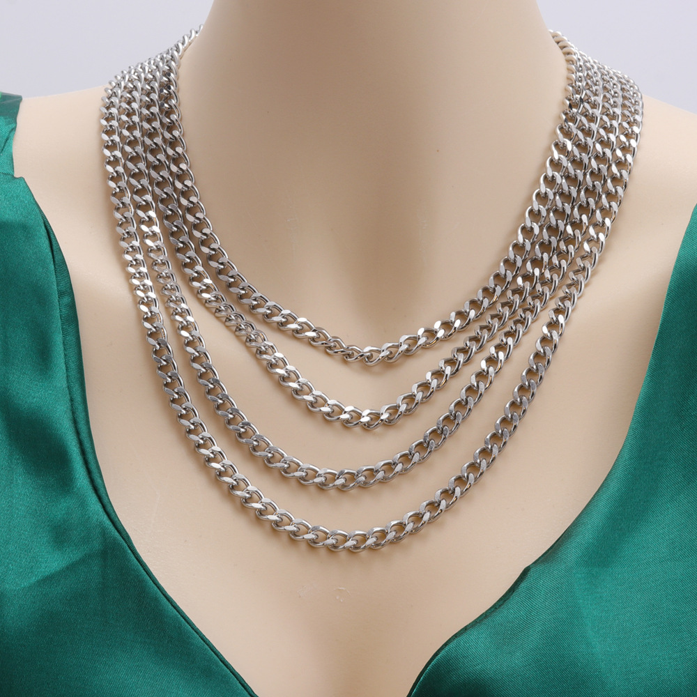 1 Piece Quantity Fashion Solid Color Titanium Steel Inlaid Gold Bracelets Necklace 1 Piece