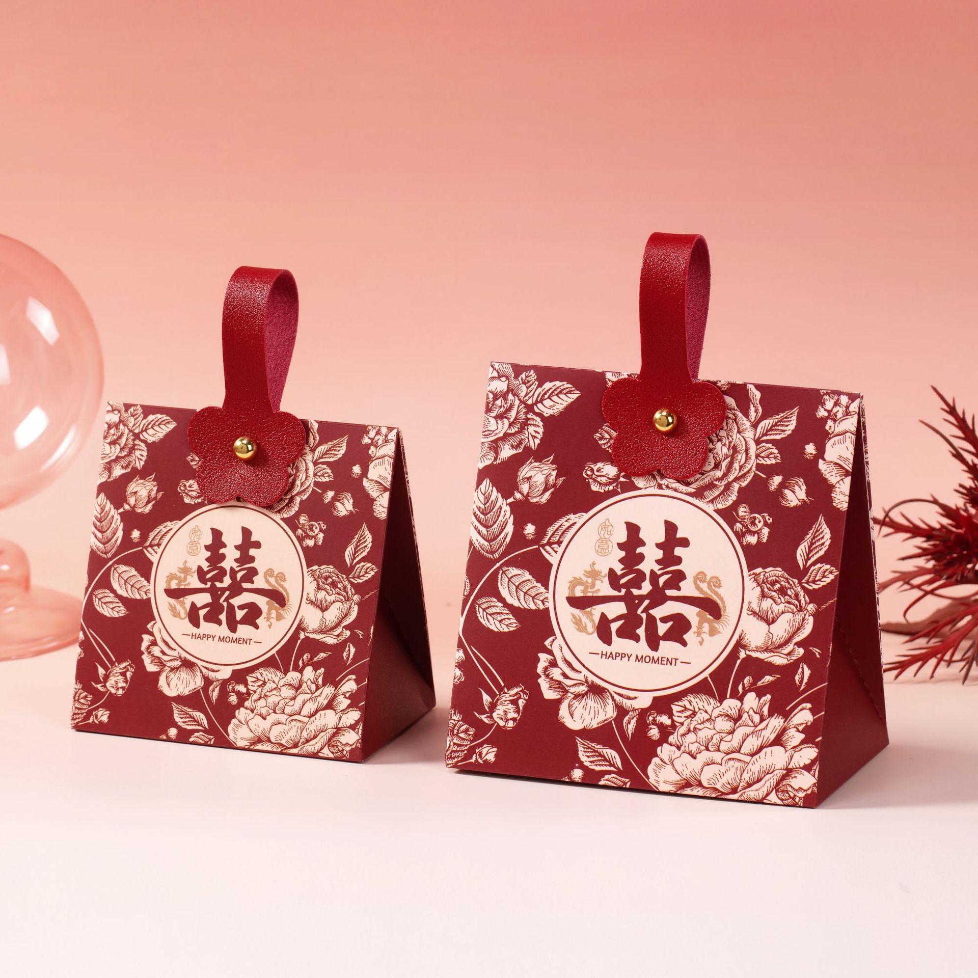 Double happiness + flower leather strips