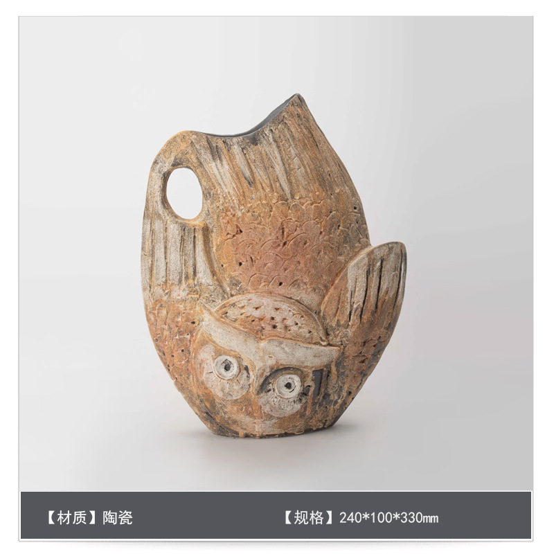 侘寂中古风星点陶瓷花瓶高级感桌面家居软装插花器复古装饰品摆件|undefined