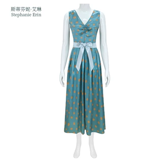 死神来了cospaly影视服装斯蒂芬妮·艾琳万圣节舞台表演波点连衣