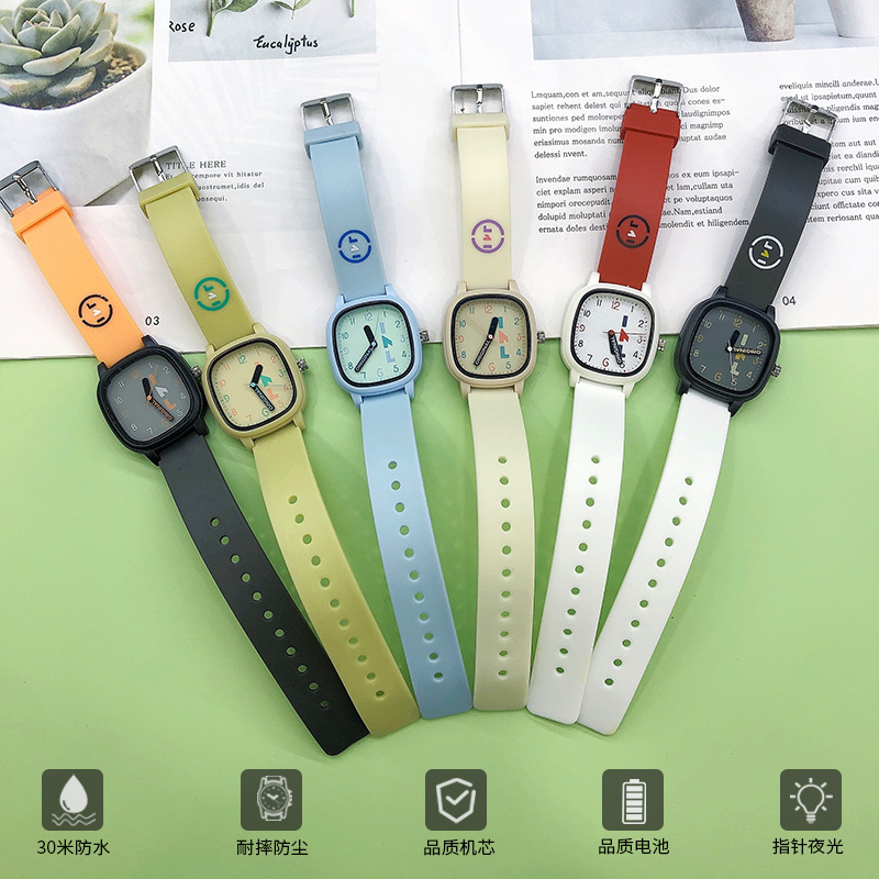 儿童手表方形小众设计学生初高中高颜值小表盘时间静音考试石英表