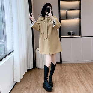 Real Shot French Retro Bow Lace Coat Coat Women's Autumn 2024 New Loose Small All-match