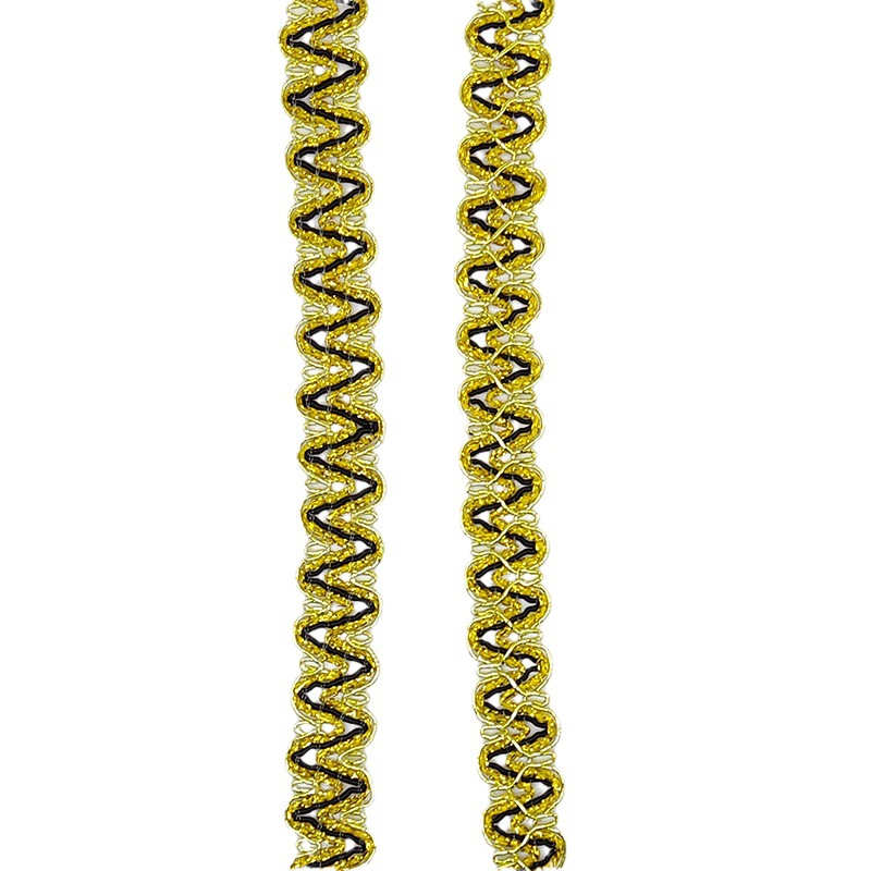 Oro y plata accesorios de encaje de seda estilo étnico al por mayor DIY Ropa de baile lentejuelas coloridas en forma de S de oro y plata pequeña cinta curva