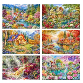 钻石贴画手工diy 5D景色风景画钻石画全方圆钻马赛克装饰