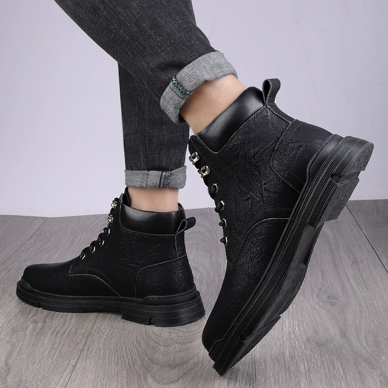Ботинки Martens‑стиля из кожи, английский дизайн, тёплая подкладка, челси низкие, размеры 37–45