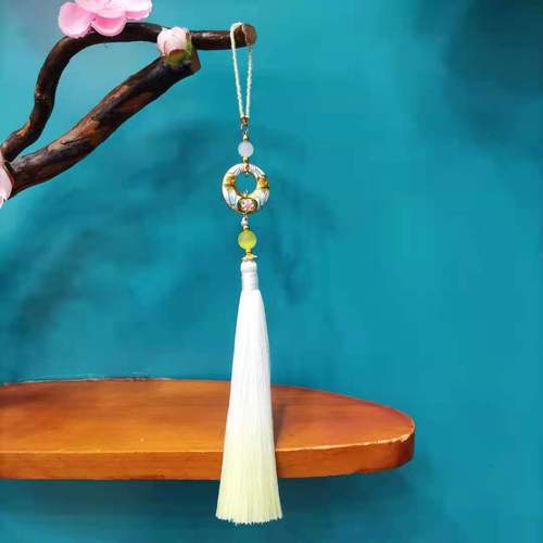 Chinese style crystal rope tassel hanging spikes, Mid-Autumn Festival limited edition, good flowers, full moon, gradient tassel car hanging, pressed placket, Hanfu and other accessories