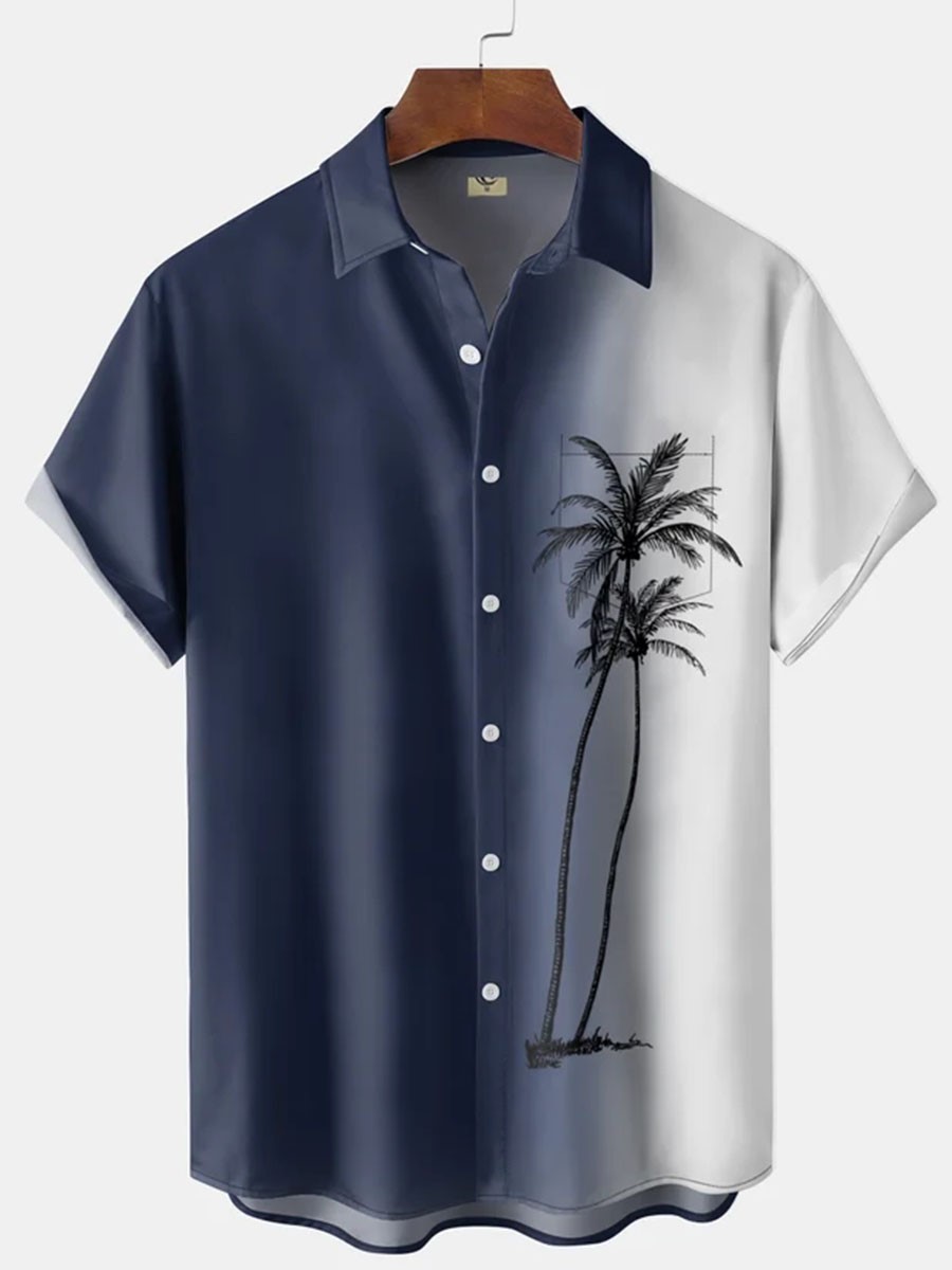2023 nuevos hombres Hawaii europeo y americano ropa de los hombres impresión 3D del comercio exterior los hombres manga corta floja delgada camisa casual