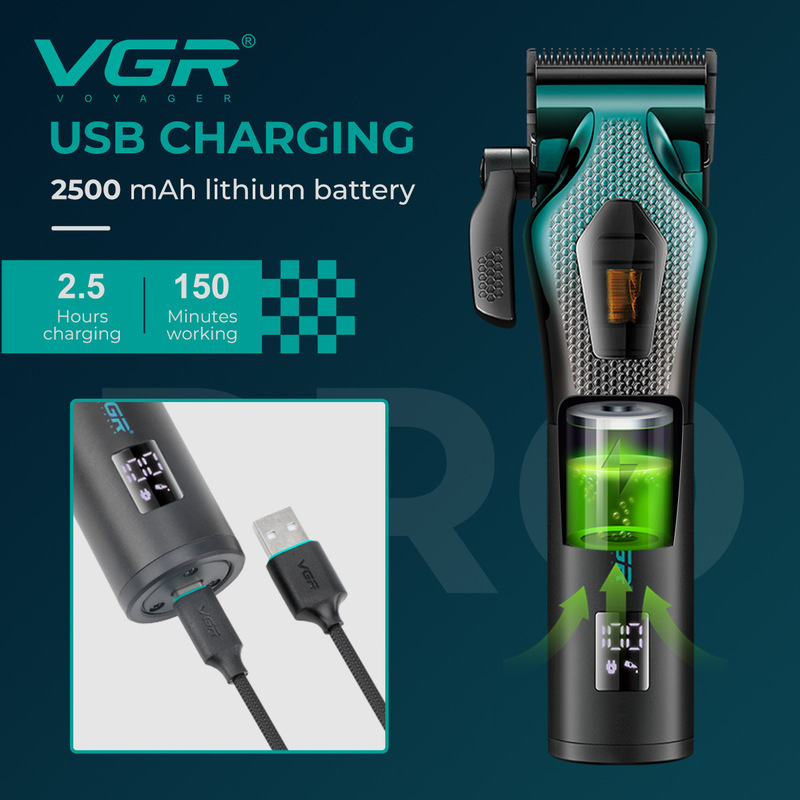 VGR271 クロスボーダー電気バリカン充電式デジタルディスプレイメンズオイルヘッドプロフェッショナル高速 11000RPM 電気バリカン|undefined