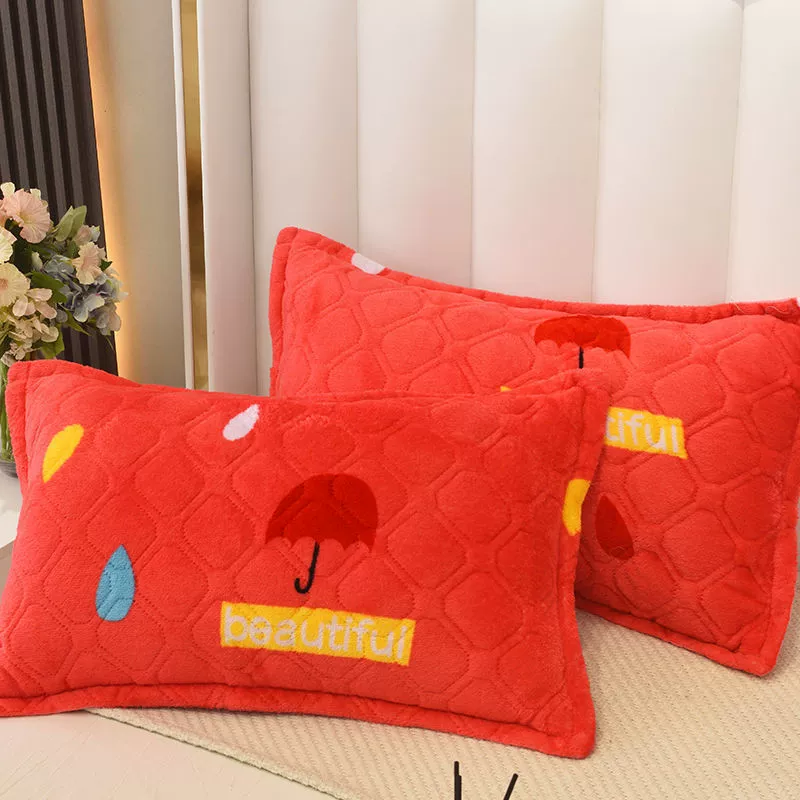 Coral flannel double-sided warm pillowcase for beloved for adults