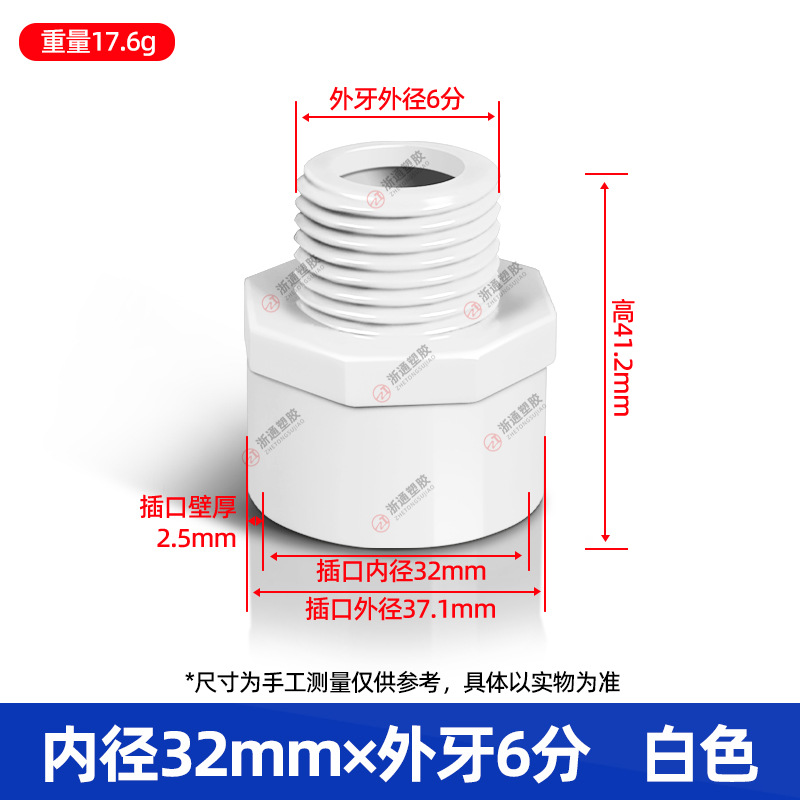 Conector de cable exterior PVC tubería de suministro de agua rosca exterior directa tornillo recto 20 25 32 50 63 75 blanco azul gris image 20