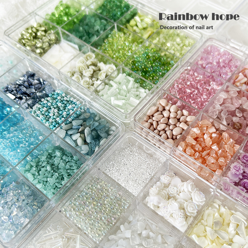 Ins wind DIY nail art material set box small red book explosions gravel nail art jewelry hand-worn nail material bag