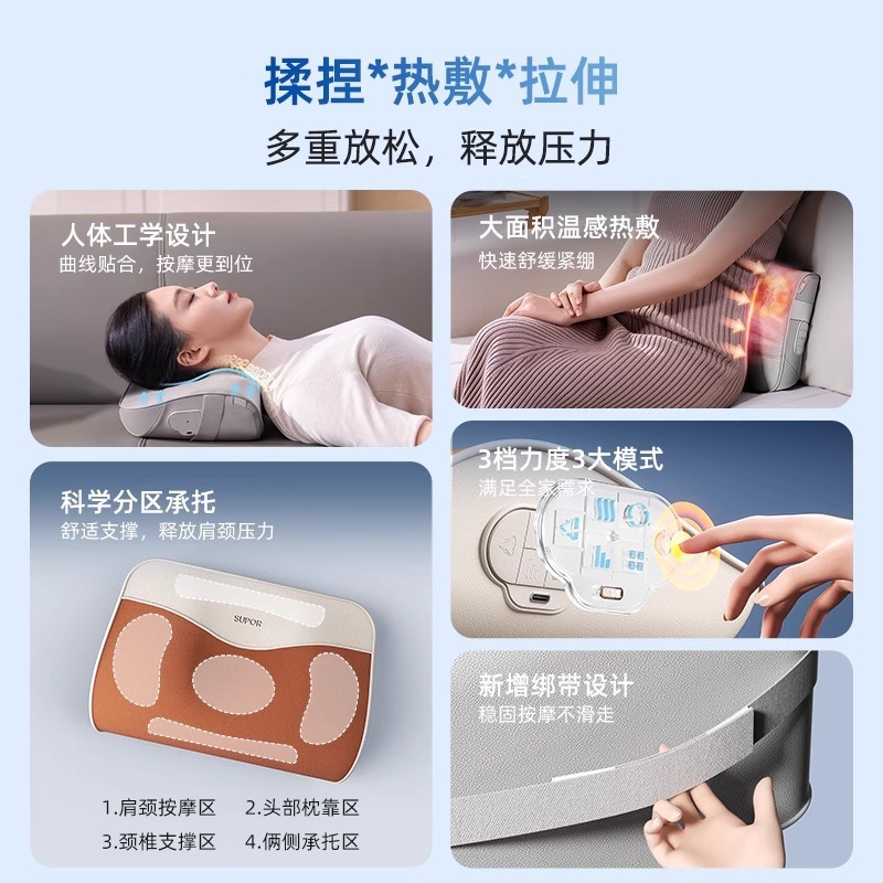 大品牌礼品采购多功能按摩枕腰部背部肩膀脖子揉捏颈椎按摩器送礼|undefined
