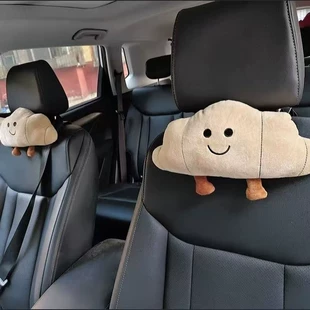 Мягкая подушка-подголовник с рожками для авто
