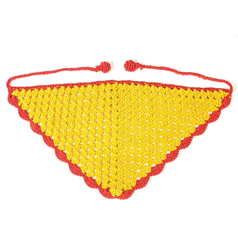 Francia cereza toallas triangulares mujeres primavera y otoño viajes padres-hijos gancho de punto flores hueco pañuelo de arte correa de pelo gorro