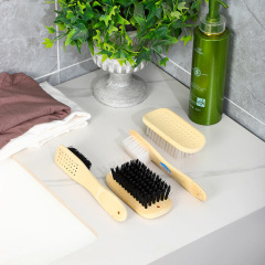 Handmade Planting Hair Thick Hard Bamboo Board Clothes Brush Long Handle Shoe Brush Set Multifunctional Bathroom Kitchen Cleaning Brush Factory