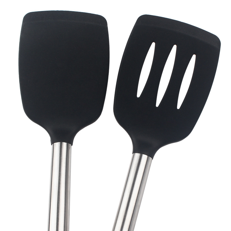 Silicone and Stainless Steel Kitchenware Set: Non-Stick Pan-Specific Spatula & Soup Spoon – 14-Piece Set with Storage Bucket, Perfect for Kitchen Use