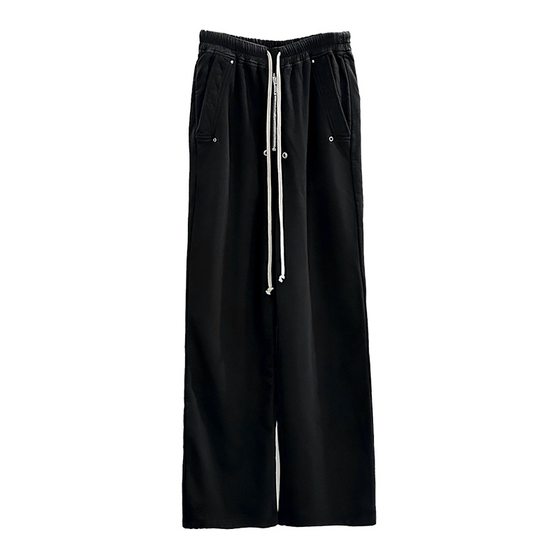 Hombres SUBHUMAN | Pantalones largos deportivos unisex con diseño de cremallera, cordón elástico, cintura alta, sueltos, pierna ancha, hasta el suelo