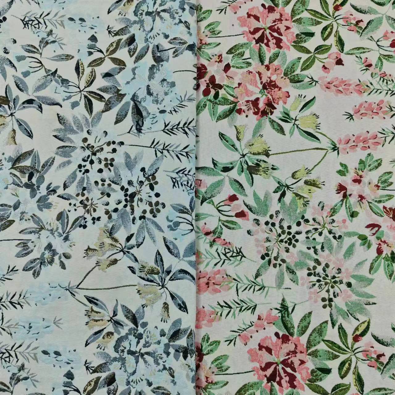 厂家直销秋冬款厚实垂坠粉色紫薇花马甲短裙沙发箱包色织提花面料