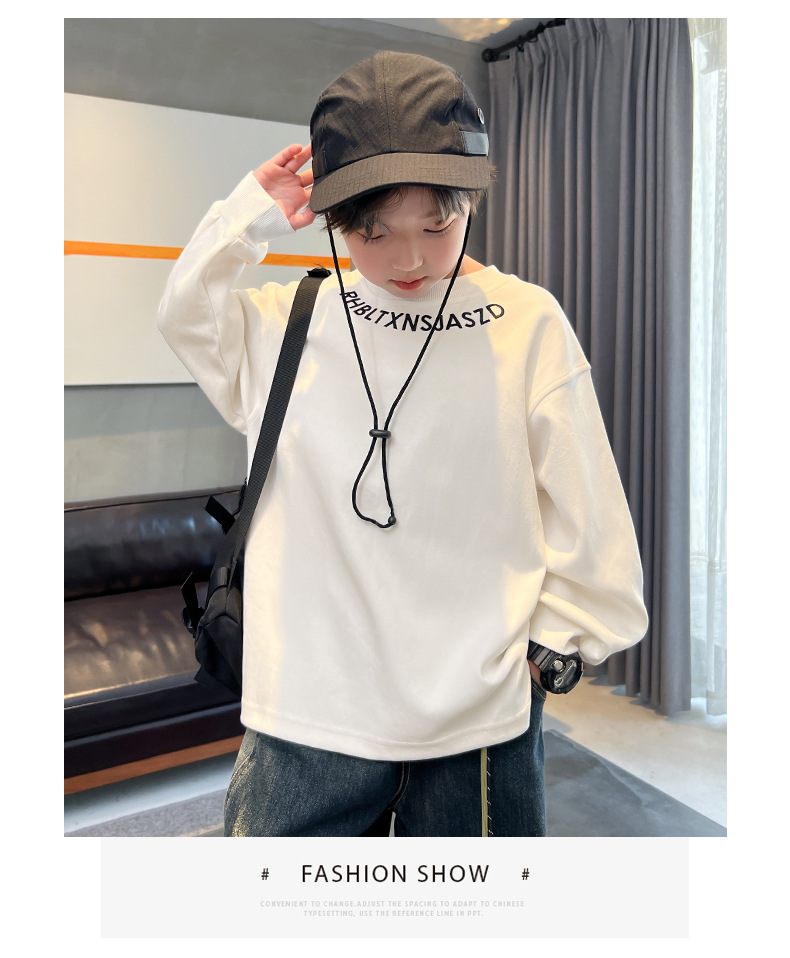 Maglietta a maniche lunghe per bambini Primavera e 2024 Nuova maglietta per bambini di taglia media e grande, stile western alla moda_voghion.com