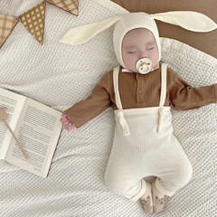 新生兒四季長兔耳朵帽北歐ins風綁帶嬰兒護耳帽無骨寶寶胎帽