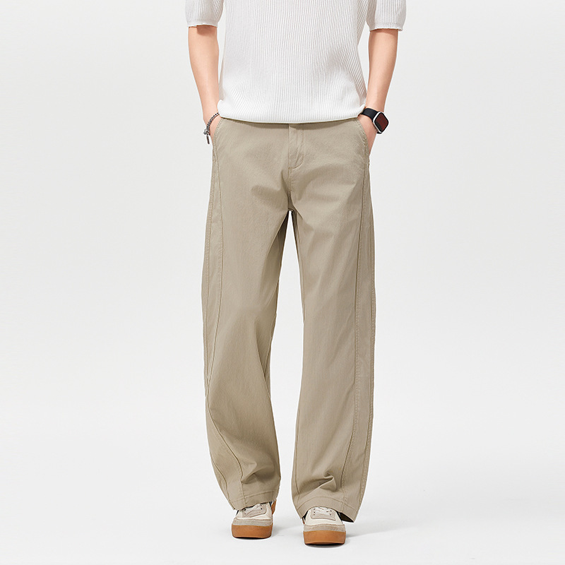 Ice silk breathable cool casual pants for men, summer thin straight loose wide-leg 2026 new sports long pants