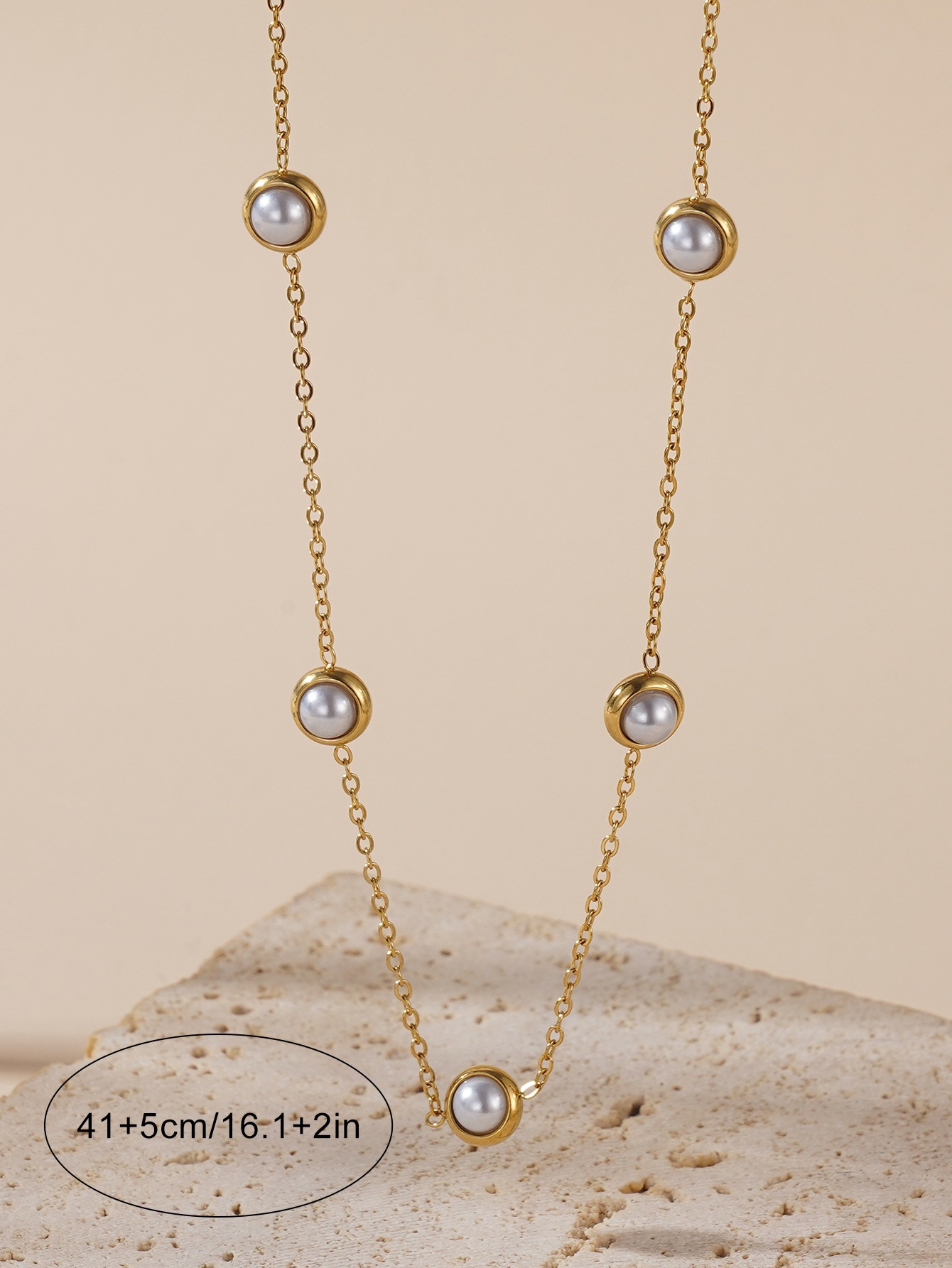 Holiday, Daily Occasion Titanium Steel Material Wholesale Jewelry Sweet Round Titanium Steel Pearl Inlay Jewelry Set