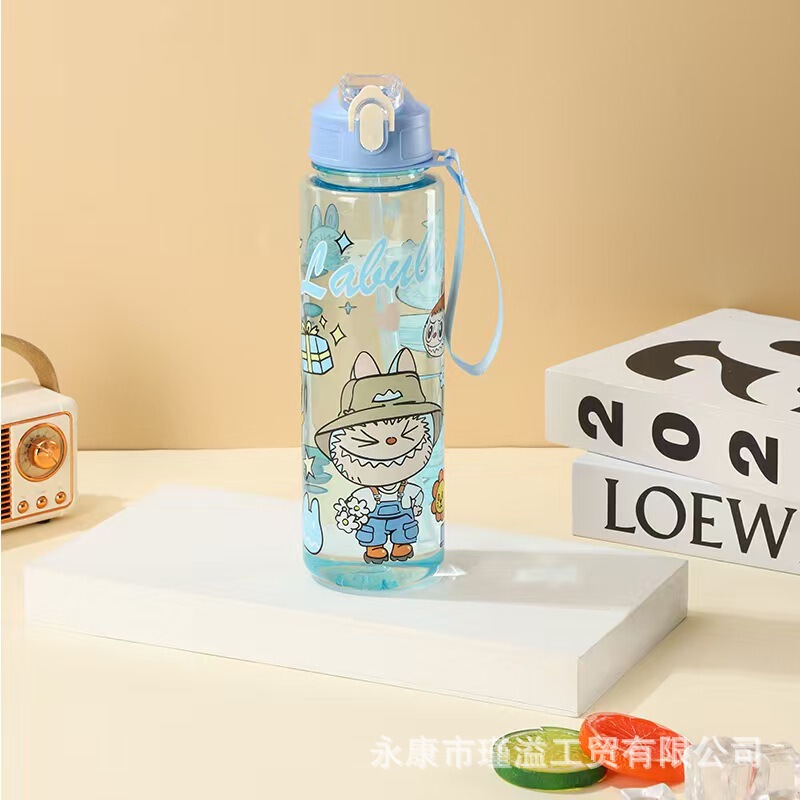 クロスボーダー 2025 新しい大容量トラベルウォーターカップポータブルストリングプリント透明プラスチックカップストロースペースカップ|undefined