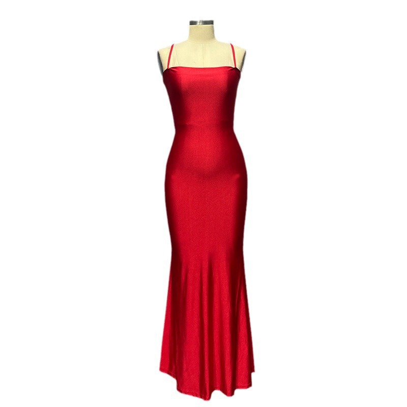 2024 primavera nueva ropa de mujer europea y americana falda larga de espalda correa de cintura de pecho vestido sexy comercio exterior de mujeres image 5