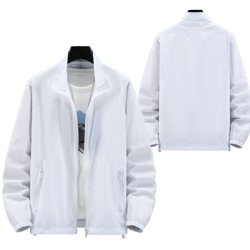 New men's tall collar sunscreen jacket for outdoor fishing, plus size, ultra-lightweight, couple's set, factory direct sale, logo printing on image.