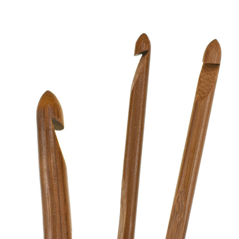 Herramientas de tejido, agujas de suéter de comercio exterior, ganchillo con mango de bambú, ganchillo carbonizado de bambú, juego de 12 piezas