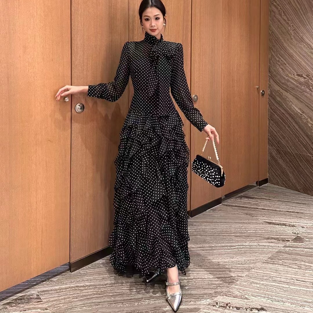 elegant polka dot dress Milumia Women's Polka Dots Maxi Tank Dress Vintage Mock Neck Sleeveless  Elegant Long Dresses Black X-Small at Amazon Women's Clothing store
