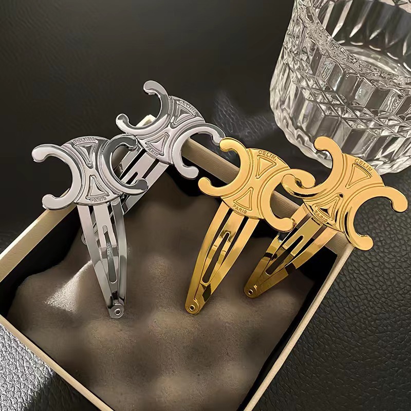 European and American Arc de Triomphe golden silver hairpin 2025 high-end side hairpin female summer BB clip bangs clip headdress wholesale